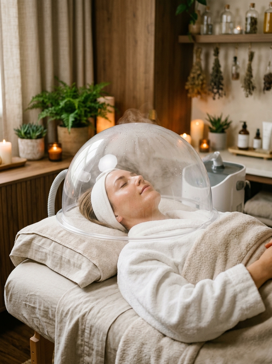 Herbal Inhalation: Cleansing Facial Steam Baths with Dried Lavender and Mint